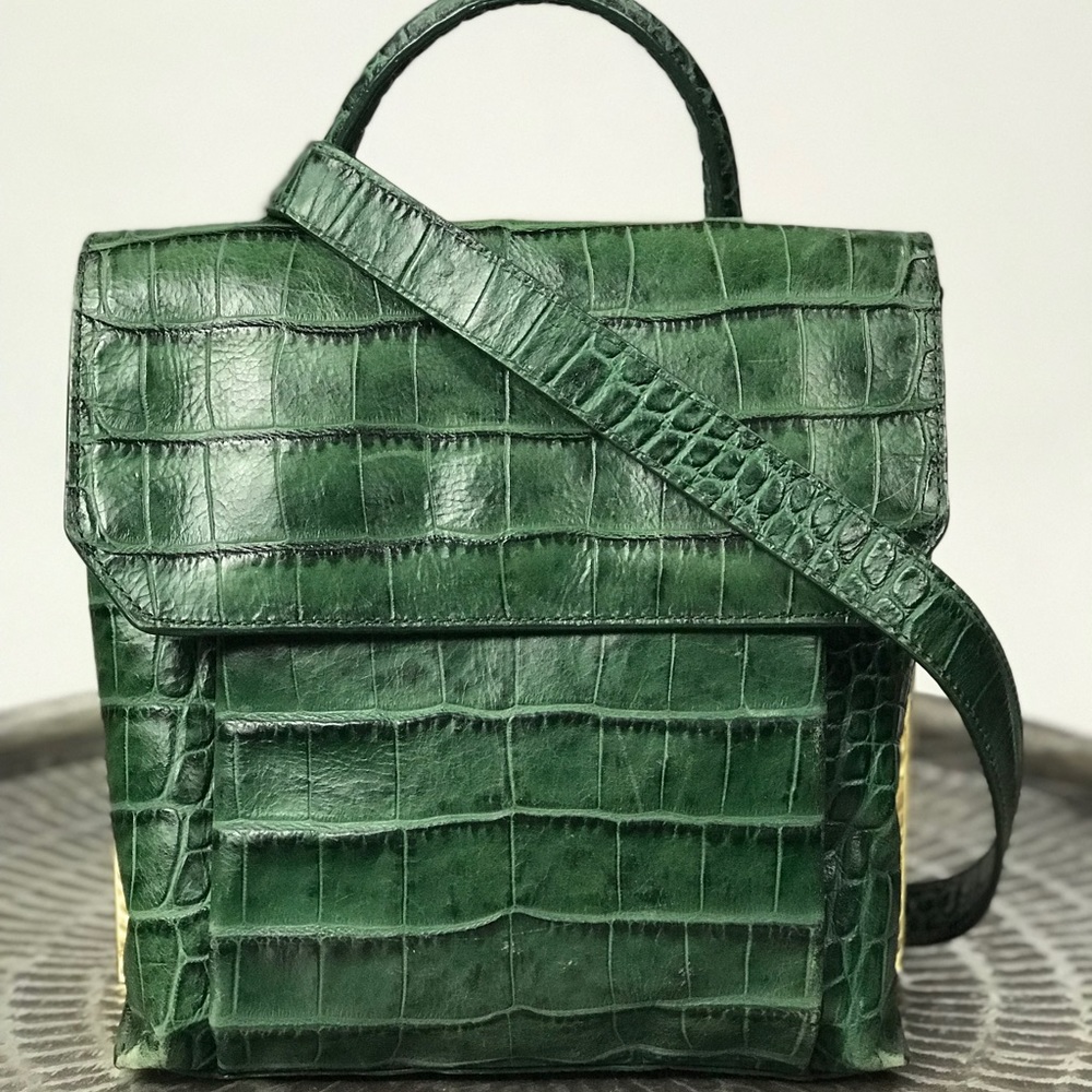 Kenneth Cole Green Croc Top Handle Bag